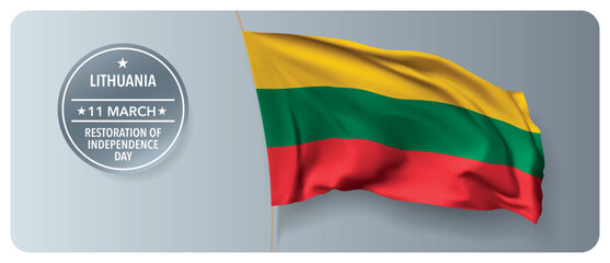 Lithuania restoration of independence day vector banner, greeting card