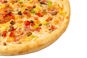 isolated mexican pizza for menu close up. italian cuisine, fresh pizza. 