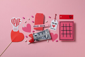 Concept of Valentine's day, day of lovers, top view