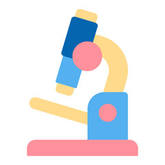 Optical microscope for laboratory research - icon, illustration on white background, flat color style