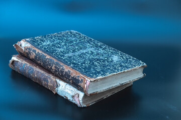 Close-up of several ancient books on a dark background.
antiques.
Matthew Gospel Bible 1871
