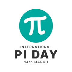 Vector illustration of Pi Day. Pi Day is celebrated on 14th March. Pi is a mathematical symbol, representing a constant - obrazy, fototapety, plakaty