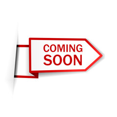 Coming soon ribbon banner design template. New Product or Store Opening, vector illustration.