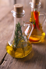 Olive oil with pepper, rosemary and garlic