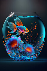 Naklejka na ściany i meble fish bowl with a goldfish in it. generative ai.