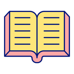 Open book - icon, illustration on white background, color style