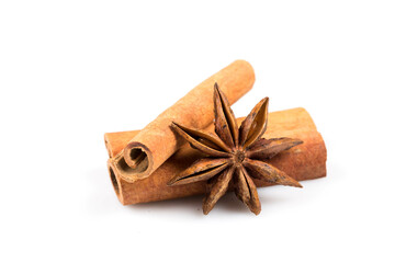 Stars anise and cinnamon isolated