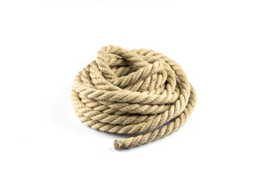 Twisted thick rope on white