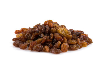 Sweet raisins on white