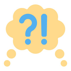 Question and exclamation marks in thought - icon, illustration on white background, flat color style