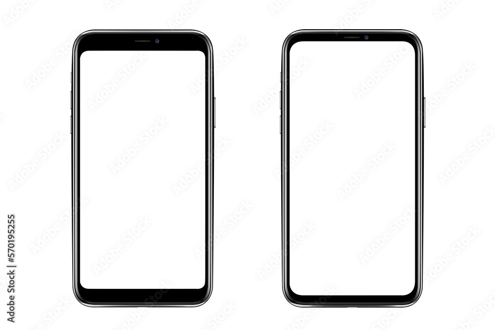 Aufkleber mockup png of smart phone new generation screen transparent and - clipping path ,isolated for infogr