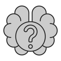 Question, reflections in the brain - icon, illustration on white background, grey style