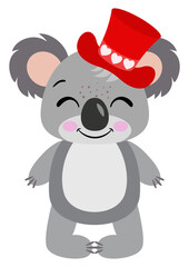Cute koala with red hat