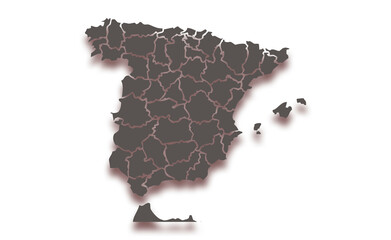 Mapa gris de España con sus provincias. © Gabrieuskal