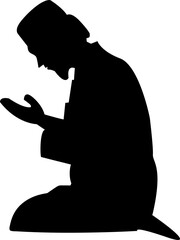 Moslem pray icon sign symbol silhouette black design transparent background 
