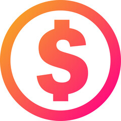 Dollar bill icon in gradient colors. American currency signs illustration.