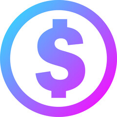 Dollar bill icon in gradient colors. American currency signs illustration.