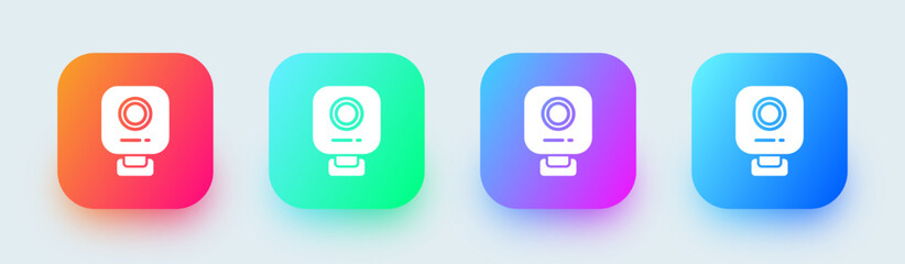 Webcam solid icon in square gradient colors. Video camera signs vector illustration.