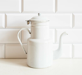 Vintage enameled metal coffee pot
