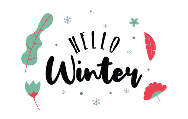 Winter background illustration. Hello winter template illustration