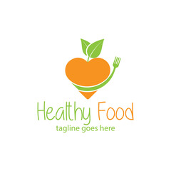 Healthy Food Logo Design Template with carrot love. Perfect for business, company, mobile, app, restaurant, etc