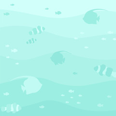 Underwater scene with fishes backdrop wallpaper. Marine life vector design template. Backgrounds with copy space for text for banners, social media stories