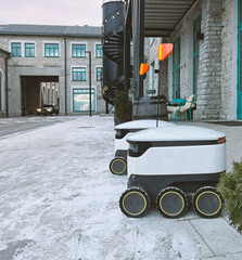 Autonomous delivery robot on Tallinn, Estonia. Estonian company developing autonomous delivery...