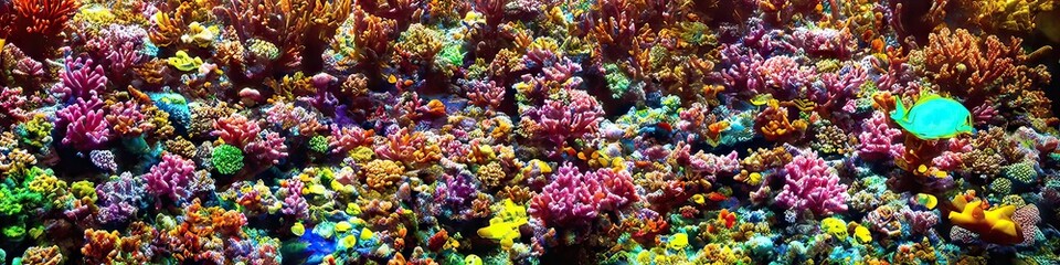 Naklejka na ściany i meble Colorful coral reef - underwater ecosystem filled with all manner of life by generative AI