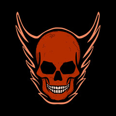 skull art Illustration hand drawn style premium vector for tattoo, sticker, logo etc