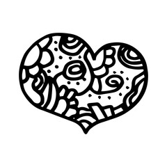 Heart doodle icon, hand drawn love symbol