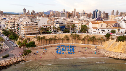 summer and travel concept - aerial view of summer beach - Playa de Mal Pas, Benidorm, Spain © Di Studio