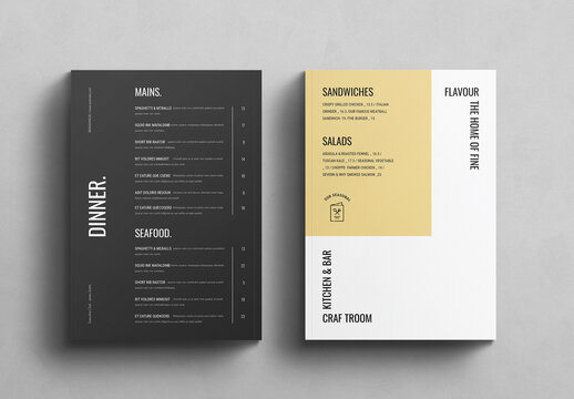 Restaurant Menu Food and Drinks Layout