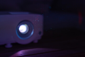 Home theater projector in the dark	