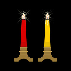 Vector illustration. Set of bright and festive candles for design.