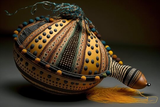 image ,shekere musical instrument from nigeria,generative ai