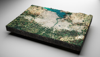 Turkey Adana city topographic map realistic,3d illustration
