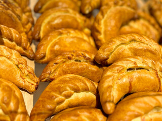 Pies in the bakery. Fresh little pies