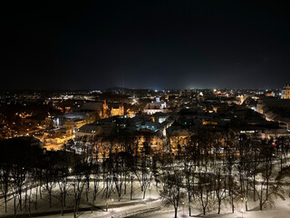 Night Vilnius, old town view