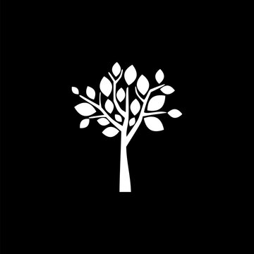 Tree brand logo design element icon isolated on black background. 
