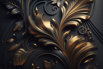 Luxury graphic design red black golden color background. Generative ai.