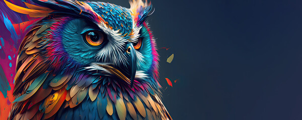 owl, vibrant and colourful, Generative AI image.