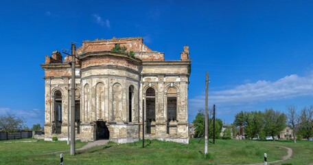 Fototapeta na wymiar Cathedral in Lymanske village, Odessa region, Ukraine