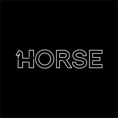 Horse word design with horse head symbol concept on letter H.