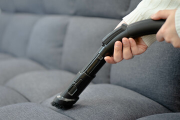 Cleaning the Sofa with Vacuum Cleaner