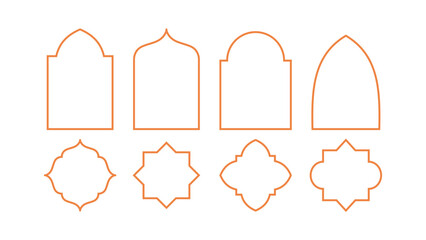 Eight islamic shapes isolated on white background for ramadan concept.