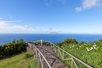 Beautiful Viewpoint on the fairy tale island of Flores Island, Azores, Portugal, Europe