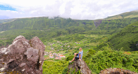 View of Fajazinha, Faja Grande, Flores Island, Azores archipelago, Portugal