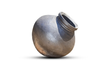Indian handmade ou or  earthen pot or a clay pot, A earthen pot with cold water, pot isolated on...