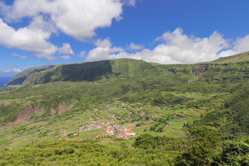 Fototapeta na wymiar View of Fajazinha, Faja Grande, Flores Island, Azores archipelago, Portugal