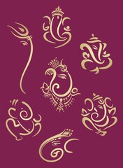 Ganesha, Aum, Hindu wedding card, Diwali, India	
